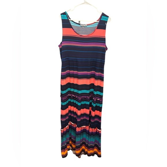 NY Collection stripe maxi dress size L - Picture 1 of 9